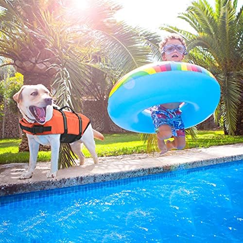 Sheripet Dog Life Preserver, jaqueta salva -vidas de cachorro laranja ripstop para nadar com alta flutuabilidade, colete salva -vidas