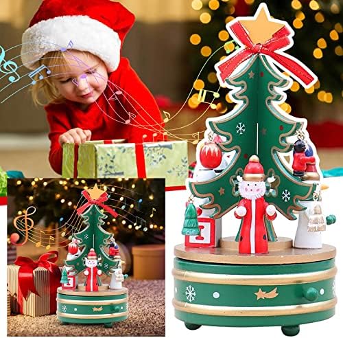 Decorações de Natal ousadas Caixa de música giratória de madeira Caixa de música Caixa de música Decoração de árvore infantil Presentes infantis antes do Natal Banheiro