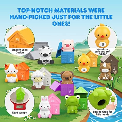 Aprendendo brinquedos para crianças, 20 PCs Fart Animal Puppets & Barn Toy for Kids