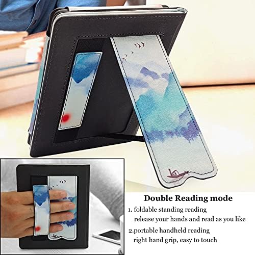 Capa impressa em Kindle Zengcang - Caso Oasis Pu Leath Capa para Kindle Oasis 2 com tira de suporte e alça de mão mais inteligente