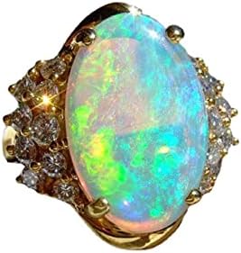 2023 New Ring Jewelry Opal Light Golden Diamond Color Oval Moda Hand Anéis de luxo Anéis rústicos para mulheres