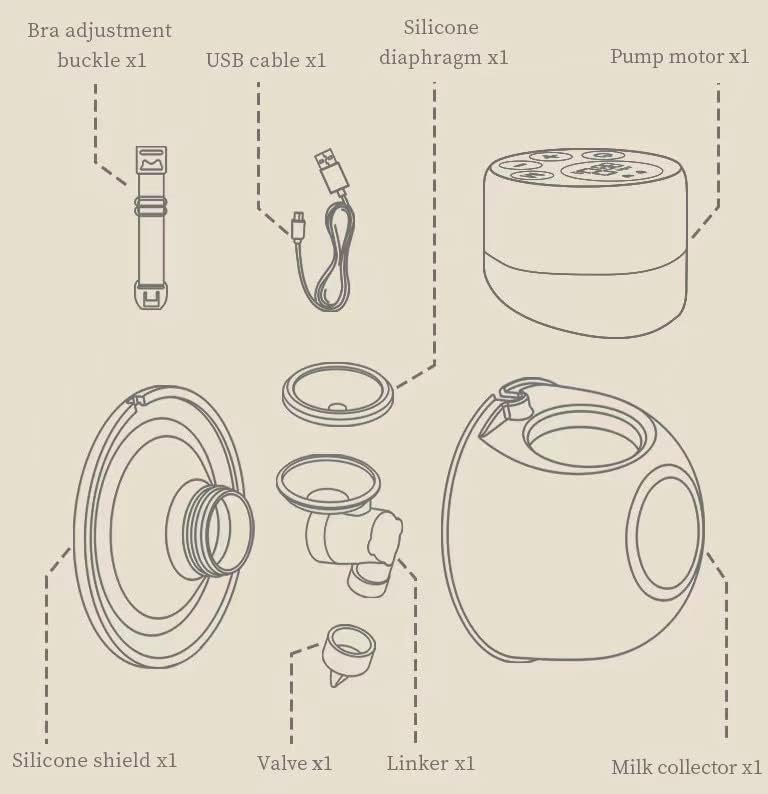 Bomba de mama vestível ， LCD Mãos elétricas livres Bomba de mama sem ruído baixo com 2 níveis e 9 níveis, a bomba de mama portátil de amamentação pode ser usada no abrigo, flange de 24 mm 27 mm Função de memória padrão