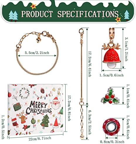 Calendário do advento de Natal para meninas, 24 dias de contagem regressiva de Natal Bracelets Diy Jewelry Making Kit Presente para