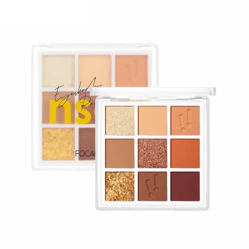 Paleta de sombras de focalle 9 cores, paleta de maquiagem para olhos altamente pigmentados, sombra de olho metálico