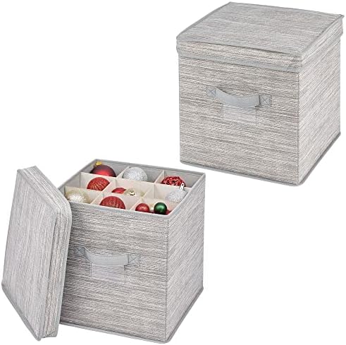 MDESIGN Square Gift -Gress e caixa de armazenamento de ornamentos com alças, recipiente de suporte para decorações de Natal e