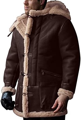 Jackets for Men Men Artificial Filined Cashmere Capeled Jacked Retro Long camurça jaqueta de casaco