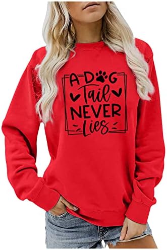 Tops de manga comprida feminino Camisa gráfica engraçada Camisa gráfica casual Fit Fithirt Dish pesco