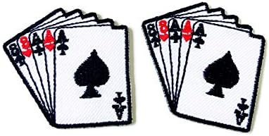 O conjunto de 2 minúsculos. Mini Ace Full House Cartão fofo do logotipo Cartoon Patch Bordado costurar em ferro em patch