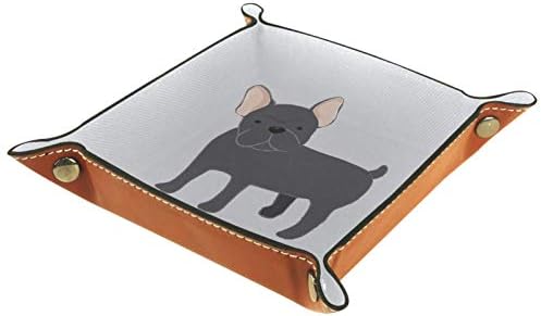 Lyetny Hand desenhado Organizador de bulldog francês Bandeja caixa de armazenamento de cabeceira bandeja de desktop bandeja de mesa de mesa de troca de caixa de moeda de caixa