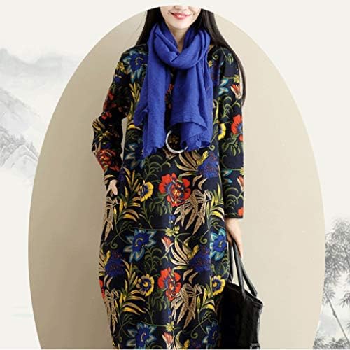 Zsqaw engrossar lã de outono vestido de inverno impressão floral feminino vintage plus size tamanho midi vestido casual manto