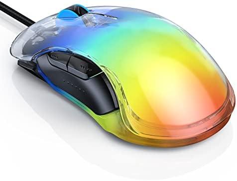 Gaming de mouse com fio RGB, mouse de computador óptico com retenção de PC, 7 DPI ajustável até 12400, mouse leve, 7 botões,