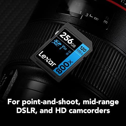 LEXAR High-Performance 800x 64GB SDXC UHS-I Memory Cards, C10, U3, V30, Vídeo Full-HD e 4K, até 120 MB/S, para câmeras de apontar