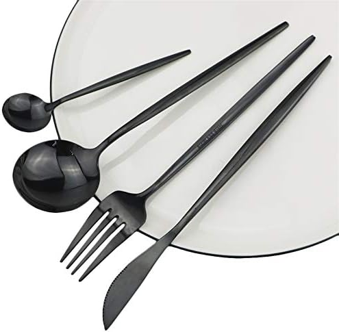 Dejjfoi 30pcs preto conjunto de utensílios dourados conjunto de talheres de aço inoxidário