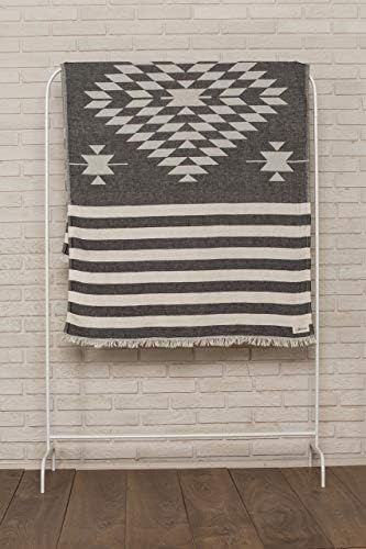 BERSUSUSUS algodão de algodão dupla toalha turca - 37x70 polegadas, preto