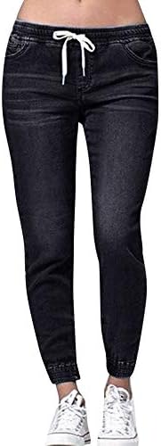 Elástico mais solto de jeans de tamanho grande com bolsos jeans da moda Casual Casual Casual Plus Women Jeans de outono