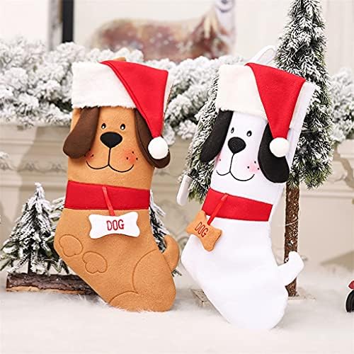 GFDFD 2PCS/Set Dog Christmas meias com o osso lavável para crianças portáteis Bolsa de presente Trees Trees Trees Pinging