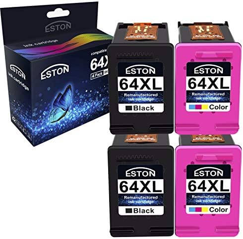 Eston 64xl Remanufatury Replacements para HP 64xl 64 XL Cartuchos de tinta preto e tri-cor, 4 pacote para HP Invy