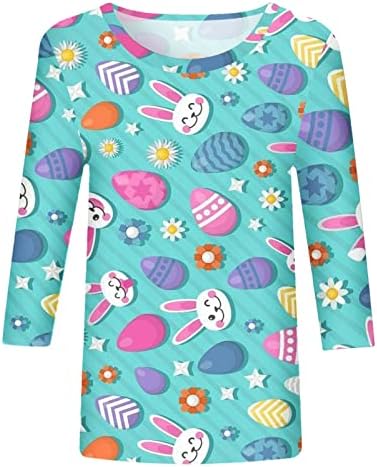 Camisa de coelhinho da Páscoa para mulheres Camisetas fofas Tripulação Blusa do pescoço Moda Casual Spring Spring Womens Super Soft Tee