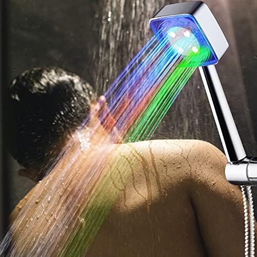 MoreSec Temperature Controlled chuveiro Led Square Bico Sete cor de cor 9 LED de água super brilhante Filtração Filtração de água Spray Spray