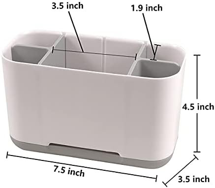 Porta-escova de dentes com escovas de dentes elétricas de limpeza fácil anti-deslizamento, organizador de pasta de dente com 2 divisores ajustáveis ​​para Caddy da escova de dentes familiares e crianças para banheiro