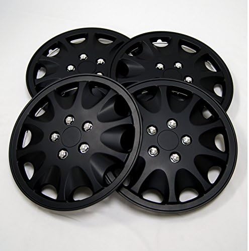 TuningPros WSC-028AB15-Pacote de 4 calibes-estilo de 15 polegadas Tipo de roda preta fosca Tampa de roda de cuba