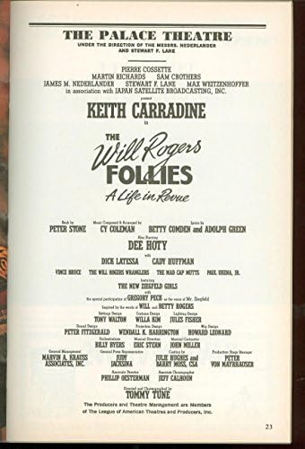 O Will Rogers irrita uma vida em Revue, Broadway Playbill + Keith Carradine, Dick Latessa, Cady Huffman, Dee Hoty, Vince