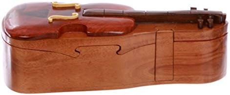 Violino/violino caixa de jóias secretas de madeira artesanal - Violino/violino