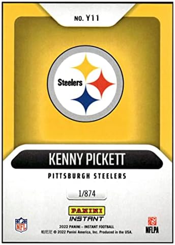 Kenny Pickett RC 2022 Panini Instant One /874 Rookie #Y11 nm+ -mt+ nfl futebol Steelers
