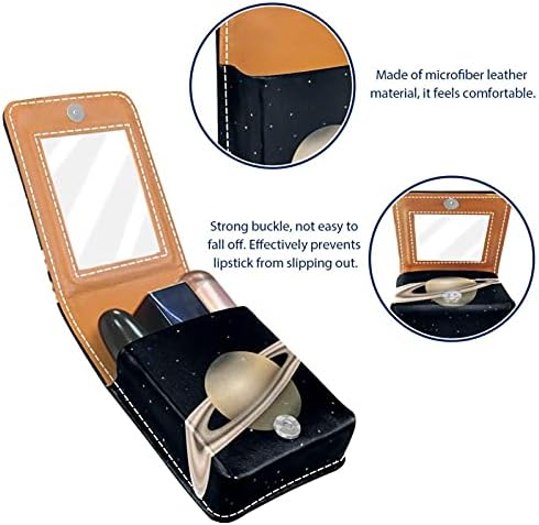 Saturn Planet Lip Gloss Holder Batom Case de maquiagem portátil Bolsa de viagem Caixa de batom de batom com espelho