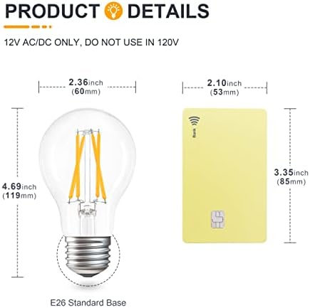 Tokcon 12V Baixa lâmpadas LED de tensão - lâmpadas macias de 2700k- 2W e26 A15 12 volts e 4W E26 A19 12V Bulbos