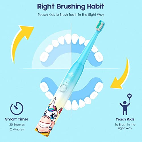 Dada-tech Kids escova de dentes elétrica azul, infantil de dentes elétricos azul recarregável