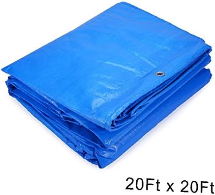 X-Dree Tarps 20 pés x 20 pés azul 6,7 oz. Capa de lona poli à prova d'água - perfeita para mochila, acampamento, abrigo,