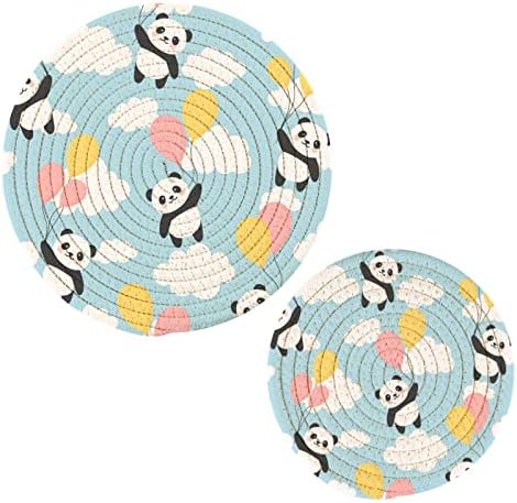 Titulares de panda de xigua Ponda Trivets Conjunto de 2 almofadas quentes resistentes ao calor para trivetas de decoração