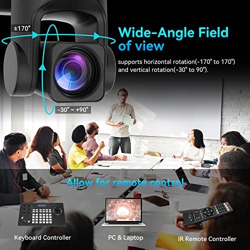 Câmera Rocware 2K 16x PTZ FullHD 1080P Câmera USB Câmera de conferência de videoclipe para negócios Reunião ao vivo Educação