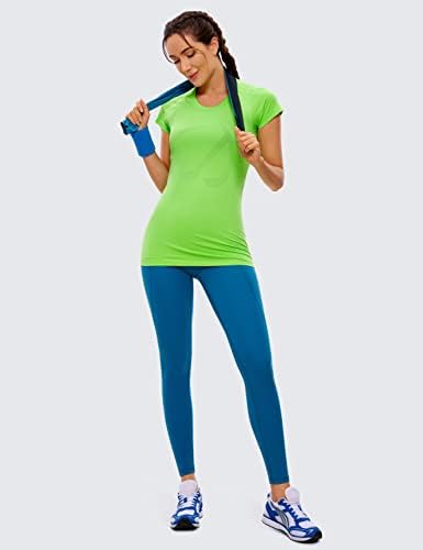 Camisetas de exercícios sem costura de ioga CRZ para mulheres esportes de manga curta Tampos atléticos de ginástica respirável