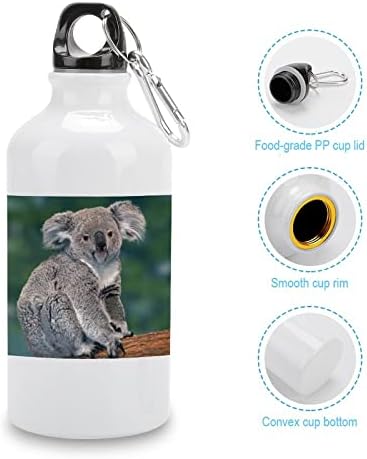 Koala fofa urso de alumínio engraçado garrafa de água com tampa e chaveiro para viagens de camping de bicicleta