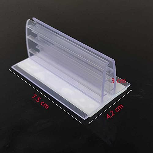 10 PCS Suportes de placas auto-adesivos PVC Sneeze Guard Clipes para painel de acrílico, placa de vidro, folha de plexiglasse, cabe em painéis de 2-6 mm de espessura, 2,95 x 1,65 x 1,18 polegada