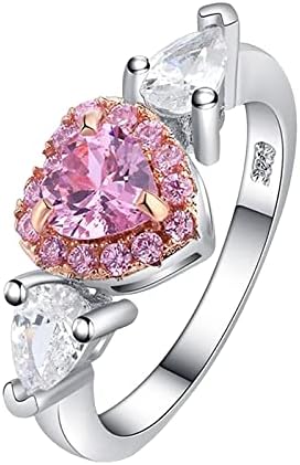 2023 Novo Pink Peach Heart Garras Conjunto de zircão Novelty anel Drop Drop Drop Women's Ring Jóias Cool