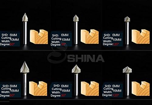 Shina Shank 6mm 3d CNC Gravura V Groove Bit Bit Bit