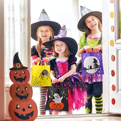 CCINEE 24pcs Halloween Sacos de tratamento não tecidos 8 Balloween Padrões de Halloween sacolas de festa com alças para crianças truques