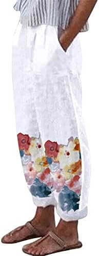 Miashui mulheres calças casuais roupas mulheres calças são impressas com bolsos de calça longa e larga de algodão casual calças