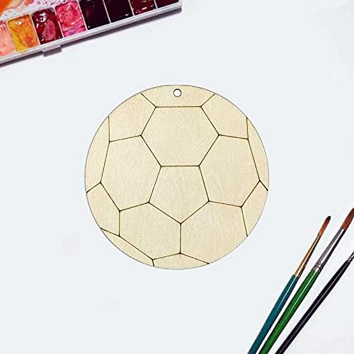 Creaides Cutouts de futebol de madeira artesanato em forma de futebol ornamentos pendurados de madeira Tags de presente com gabinetes