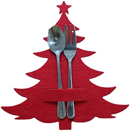 Bolsa de talheres de Natal do suporte para rack adesivo | 4 peças/conjunto árvore de Natal