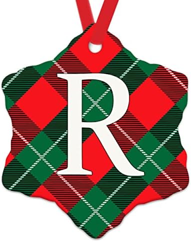 Monograma personalizado Carta inicial R Arenamento de Natal para crianças Carta de monograma Decorações de árvore de