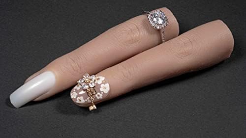 WELLIEST 2PCS Pratique o dedo flexível de silicone para unhas Ferramenta de treinamento manicureista, exibição de jóias