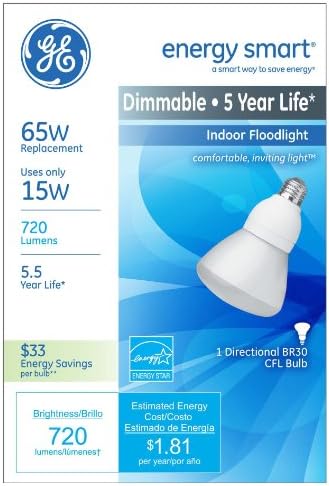 GE 21709 Energy Smart 15 Watt R30 Dimmível CFL Floodlight