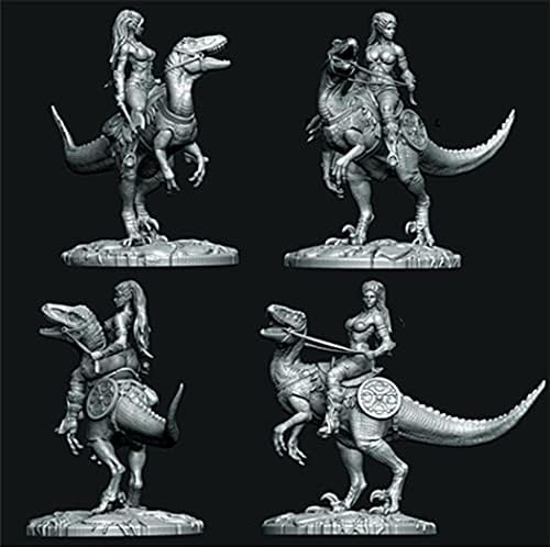 Goodmoel 1/24 Fantasy Dragon Female Knight Resin Soldier Model Kit/Kit em miniatura não montado e sem pintura/TJ-0978