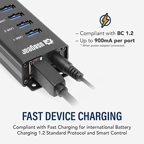 USBGEAR 7-PORT USB 3.2 GEN 1 Charging and Superspeed Mountable Data Hub