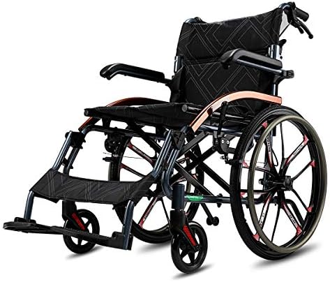 Cadeia de rodas de liga de magnésio 22 libras Cadeira de transporte portátil leve com travessuras de mão, rodas de 16 polegadas