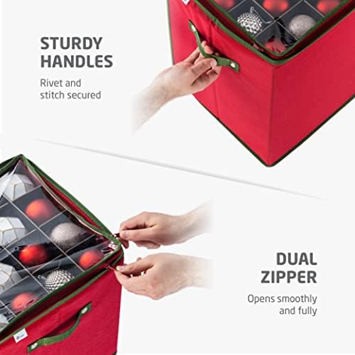 Zober Premium Grande Caixa de Armazenamento de Ornamento de Natal, com Lateral Aberto, Bandejas de Estilo de Gavetas - Compartimento
